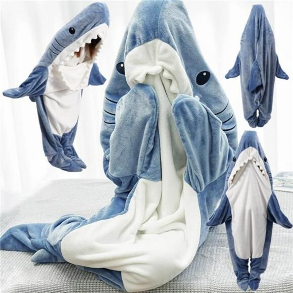 Shark Blanket Hoodie Wearable Sleeping Bag Costume for Kids or Adults Fleece - Picture 3 of 7